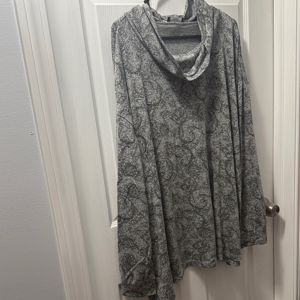 Lane Bryant Gray Textured Cowl Neck Top